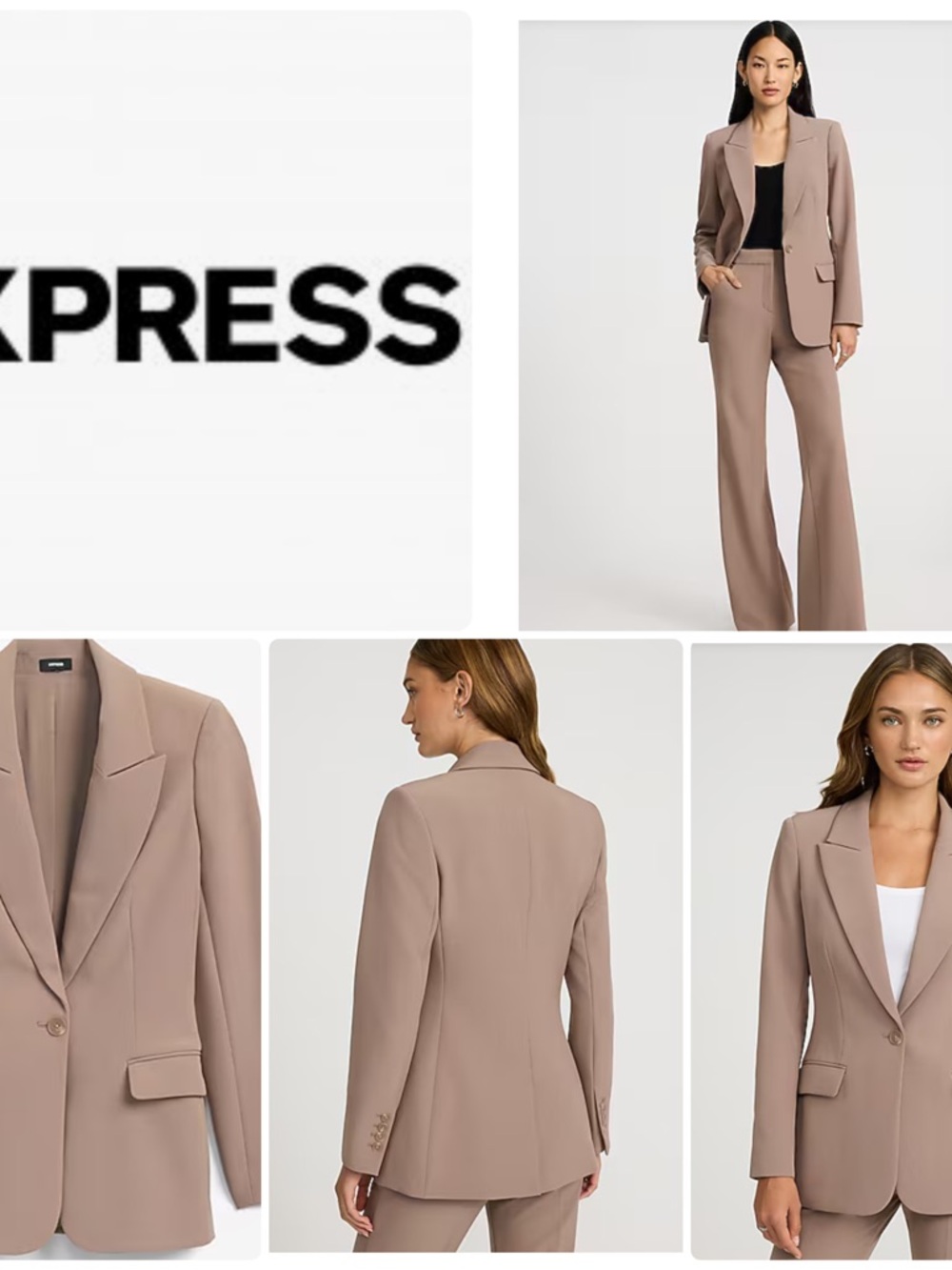 Express | Studio Stretch Twill Women's Mushroom Single-Button Blazer